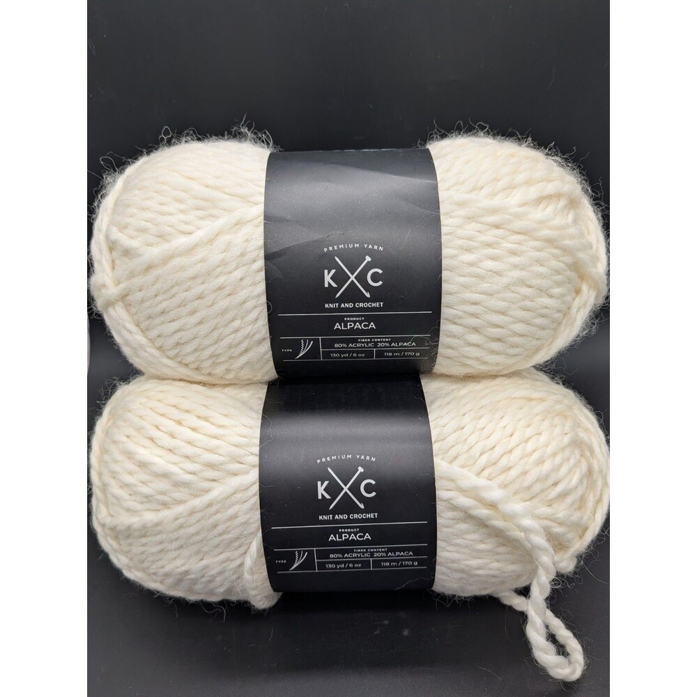 K&C Luxe Craft Alpaca Yarn 170g/6oz (3) 130yds/118m Cream Color Super Bulky #6